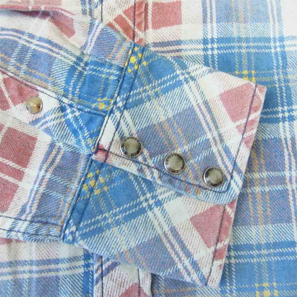 TMT ティーエムティー 18SS TSH-S18SP01 INDIGO CHECK PRINT SHIRT 復刻 ビンテージ加工 インディゴ チェック プリント シャツ インディゴブルー系 M【中古】