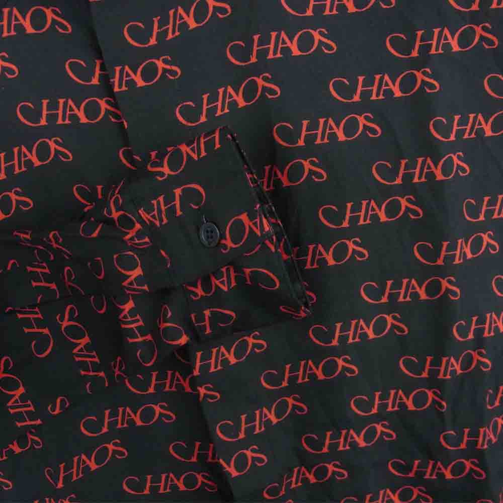 JOHN LAWRENCE SULLIVAN ジョンローレンスサリバン 21SS 3A003-0221-22 CHAOS REGULAR COLLAR SHIRT カオス総柄 レーヨン 長袖 シャツ ブラック系 レッド系 44【美品】【中古】