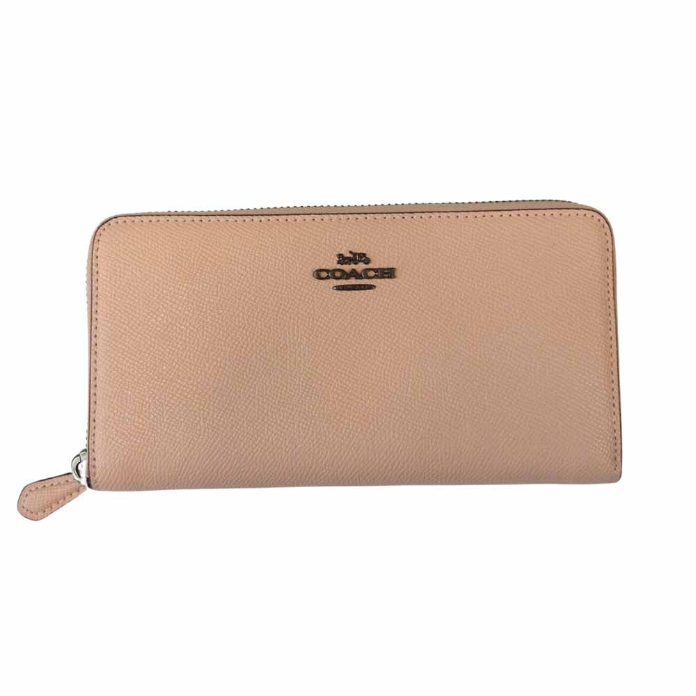 COACH コーチ 57713 ラウンドジップ 長財布 ピンク系【極上美品