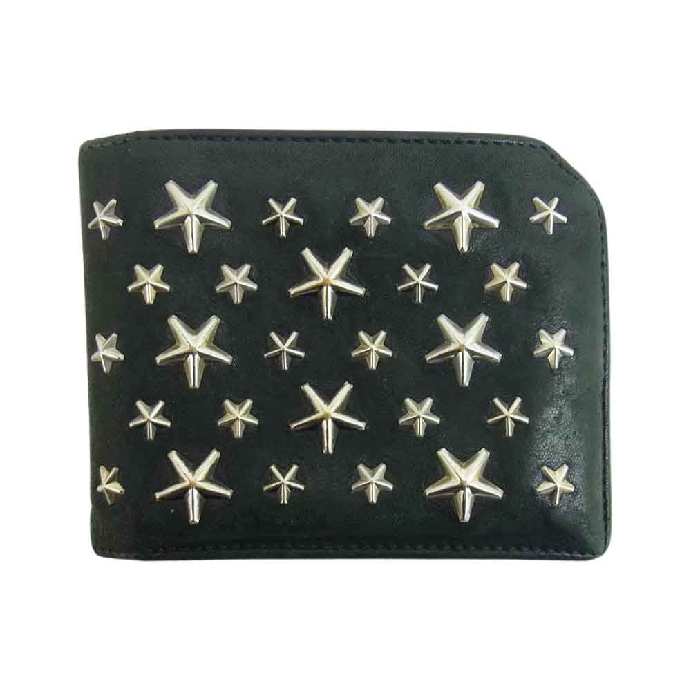 JIMMY CHOO ジミーチュウ スター スタッズ 2つ折り 財布 ブラック系