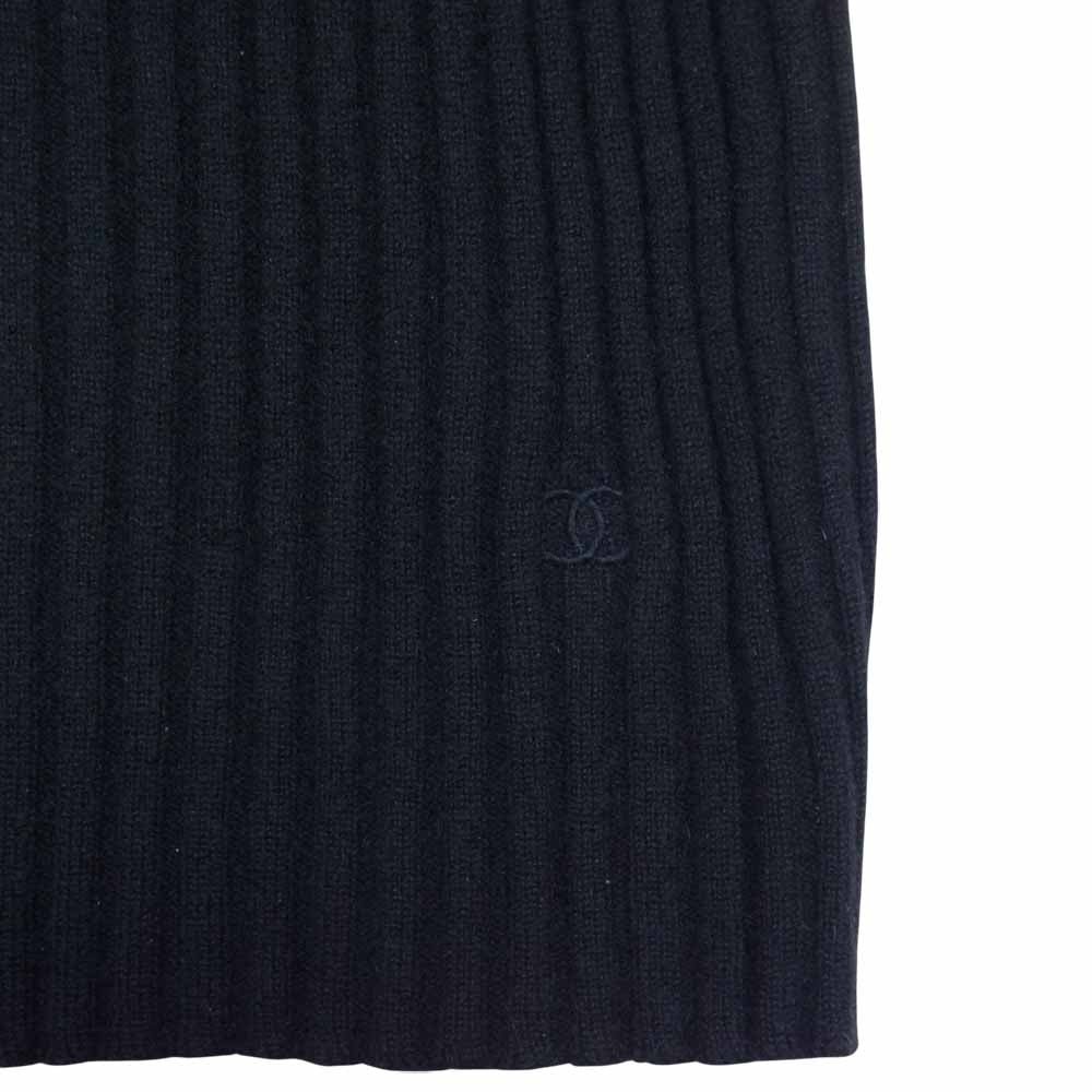 CHANEL シャネル 93A ココマーク カシミヤ ノースリーブニット ブラック系 44【中古】