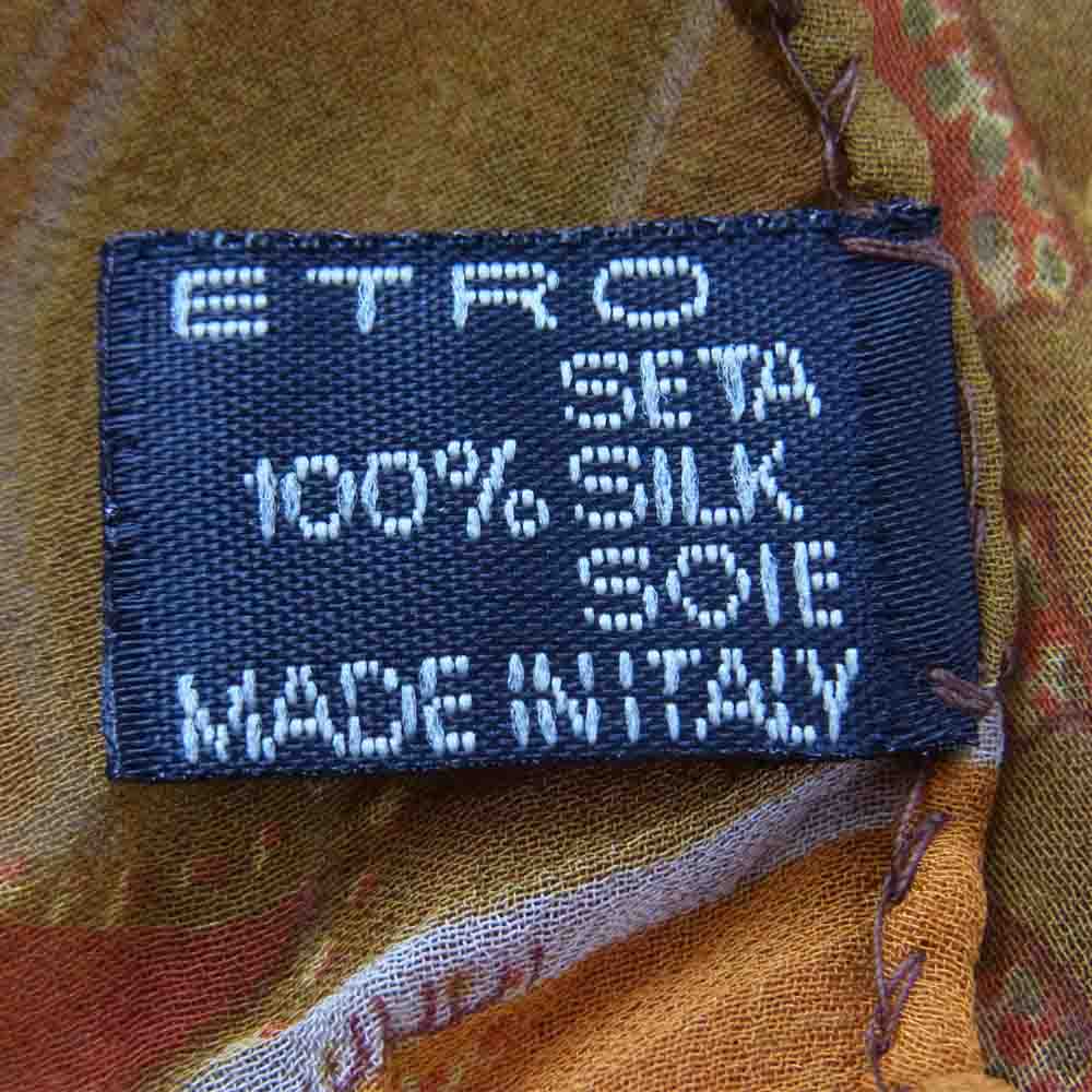 ETRO エトロ ペイズリー シルク100% 大判 スカーフ イタリア製 ブラウン系【中古】