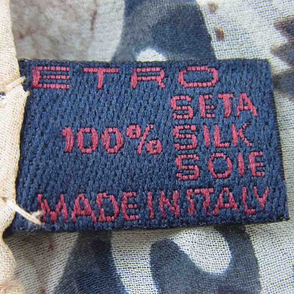 ETRO エトロ ペイズリー シルク100% 大判 スカーフ イタリア製 オレンジ系【中古】