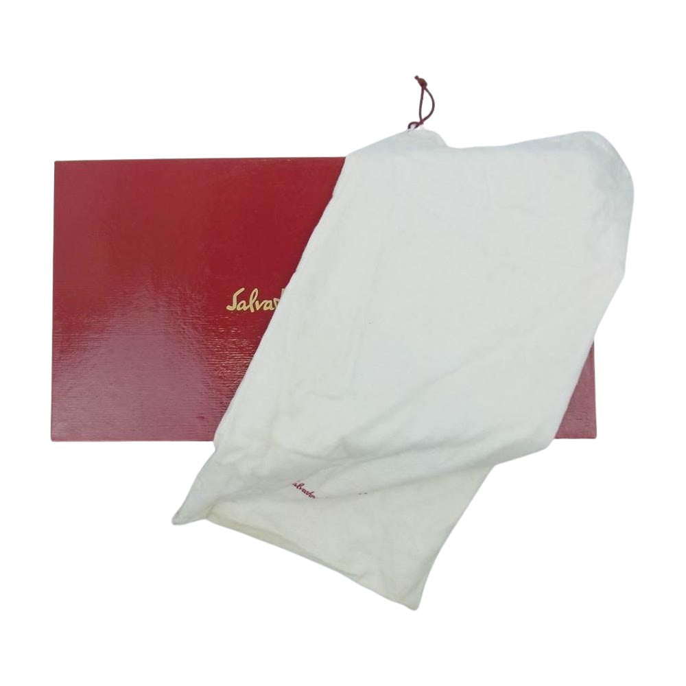 Salvatore Ferragamo サルヴァトーレフェラガモ 254449 GUISA ヴァラチェーン スエード ロング ブーツ ブラック系 8 1/2【中古】