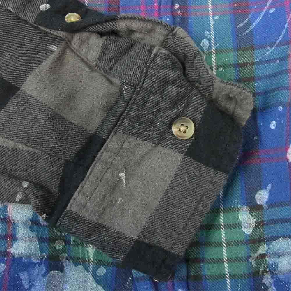 Needles ニードルス EJ374 REBUILD BY NEEDLES Flannel Shirt リビルドバイニードルス チェック リメイク 解体再構築 フランネル シャツ マルチカラー系 L【美品】【中古】