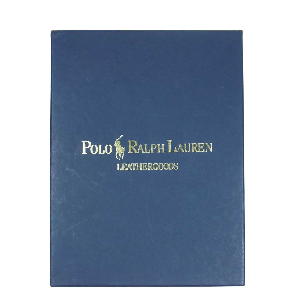 POLO RALPH LAUREN ポロ・ラルフローレン ナイロン 型押し レザー 切替 ロングウォレット 財布 ダークブラウン系【中古】