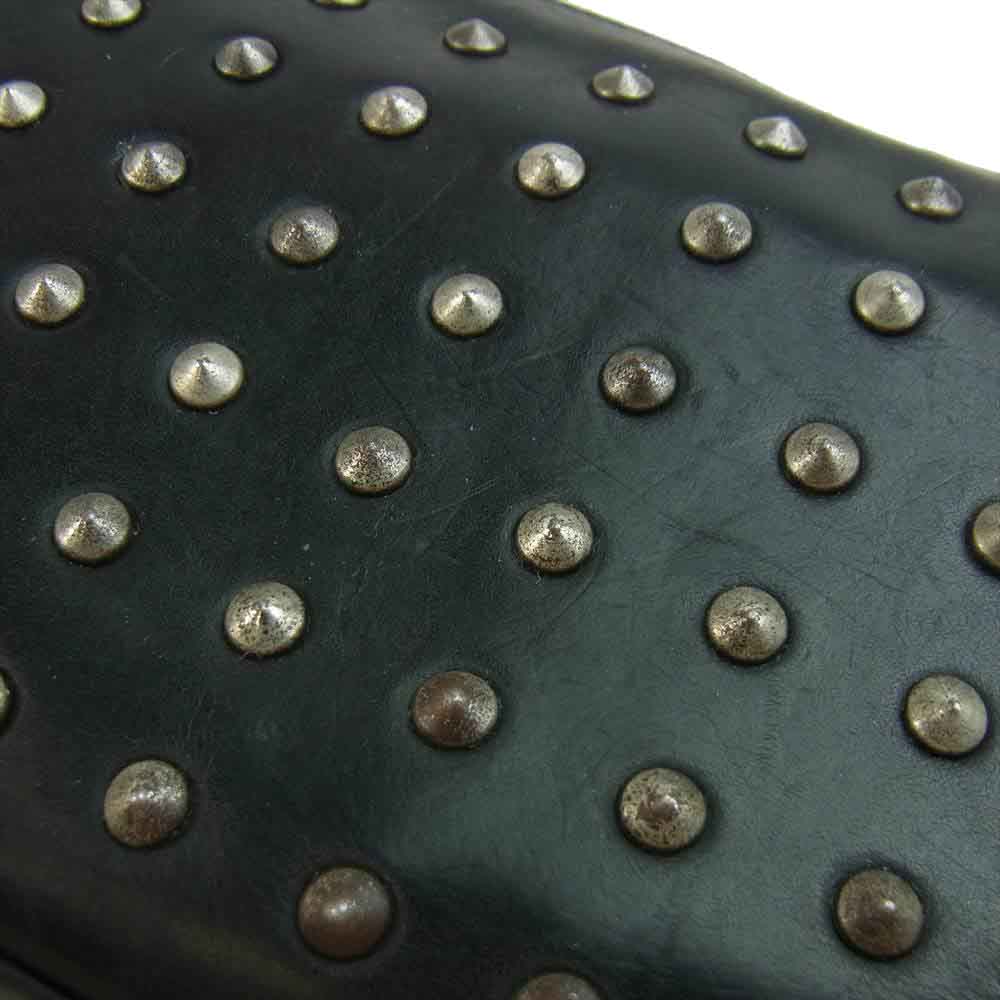 SAINT LAURENT サンローラン ラウンドファスナー スタッズ装飾 長財布 ブラック系【中古】
