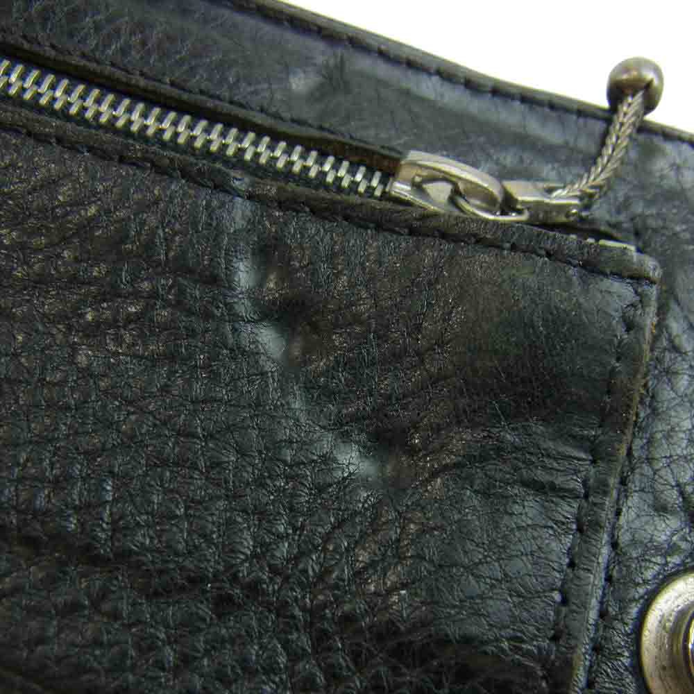 CHROME HEARTS クロムハーツ(原本無) 1SNAP 1スナップ クロスボタン レザー ウォレット ブラック系【中古】