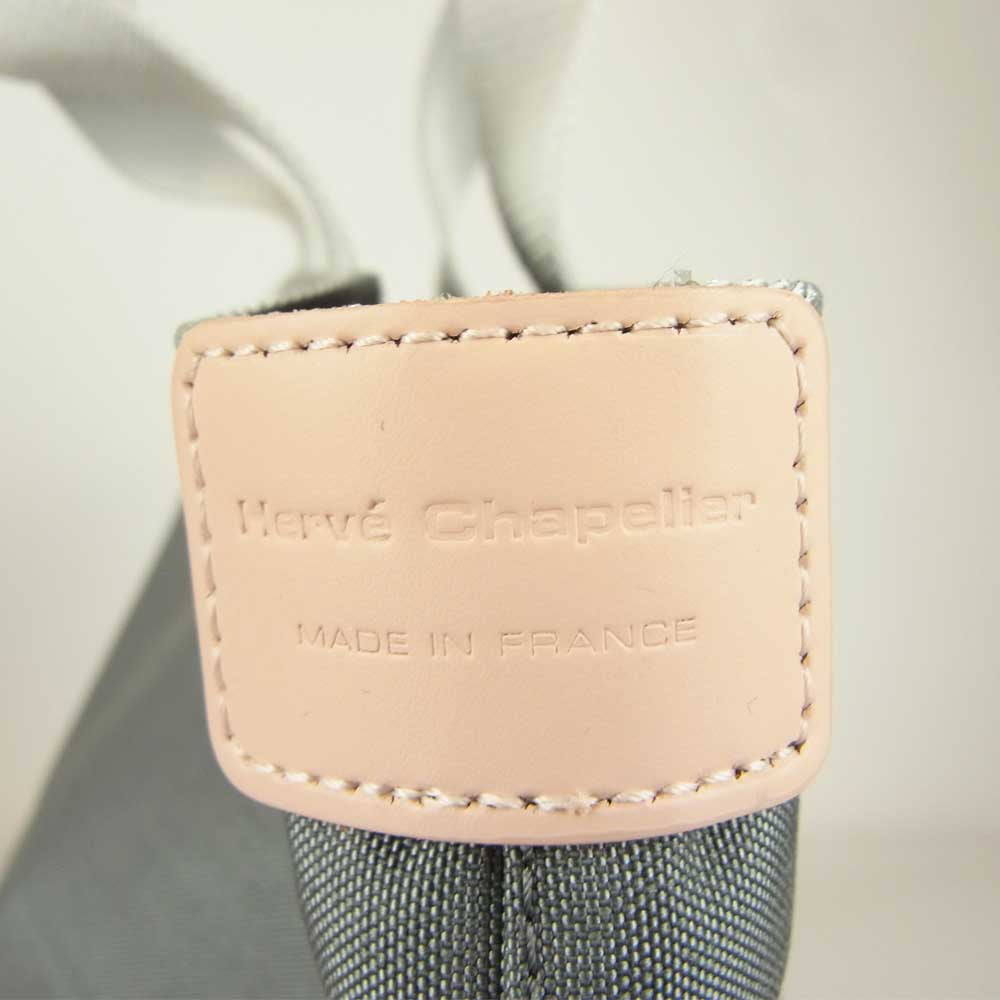 Herve Chapelier エルベ・シャプリエ 707CD 舟型トートM 京都店限定 ノワールタグ フュズィ×シルバー M グレー系【美品】【中古】