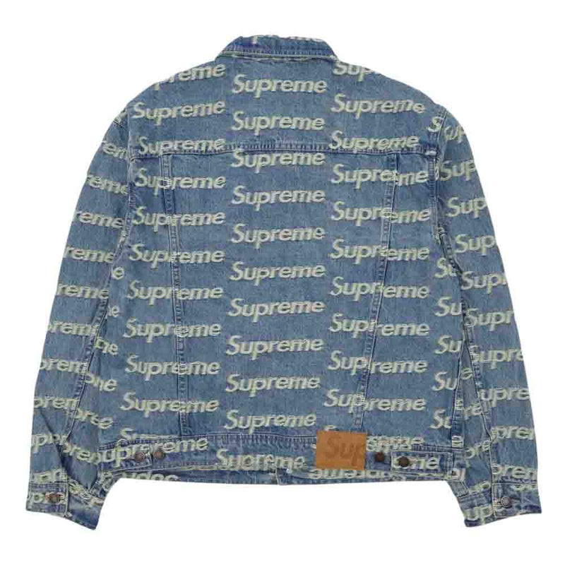 L Supreme Frayed Logos Denim Jacket