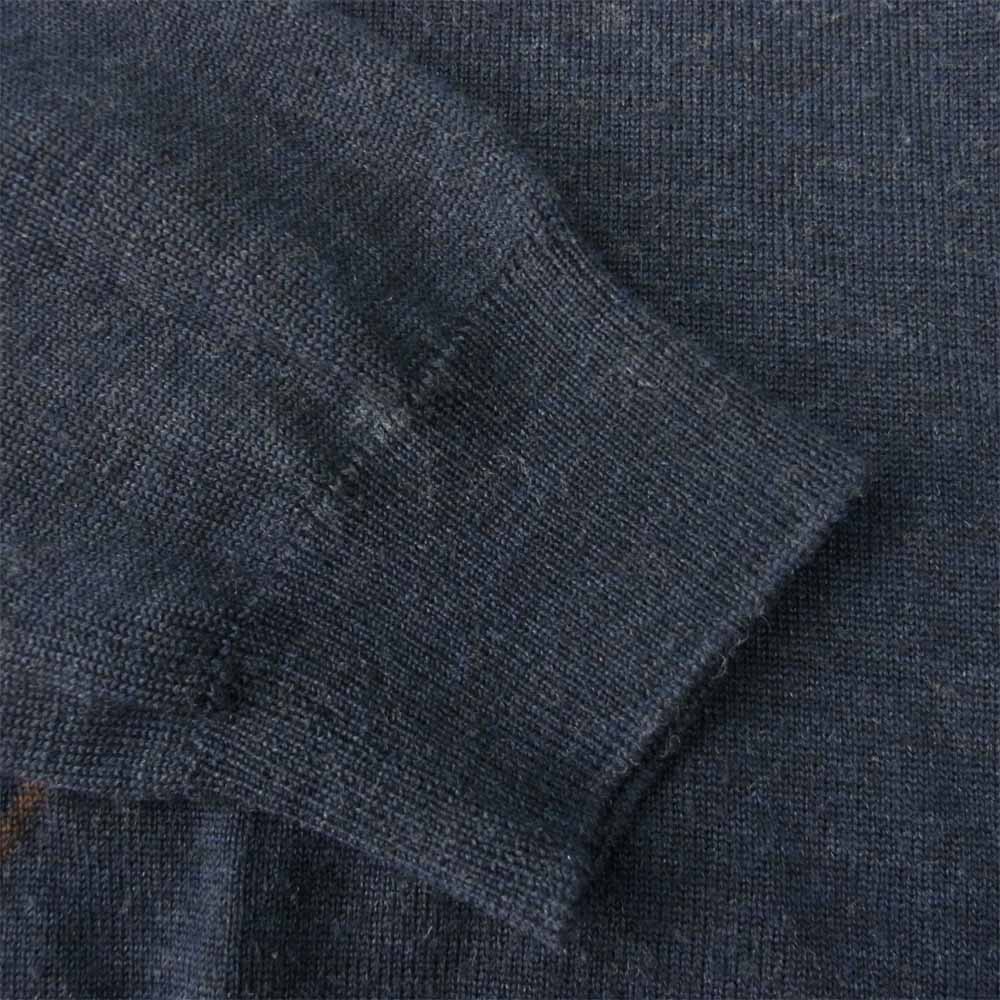 Dunhill ダンヒル 国内正規品 メリノウール Vネック ニット セーター ネイビー系 S【中古】