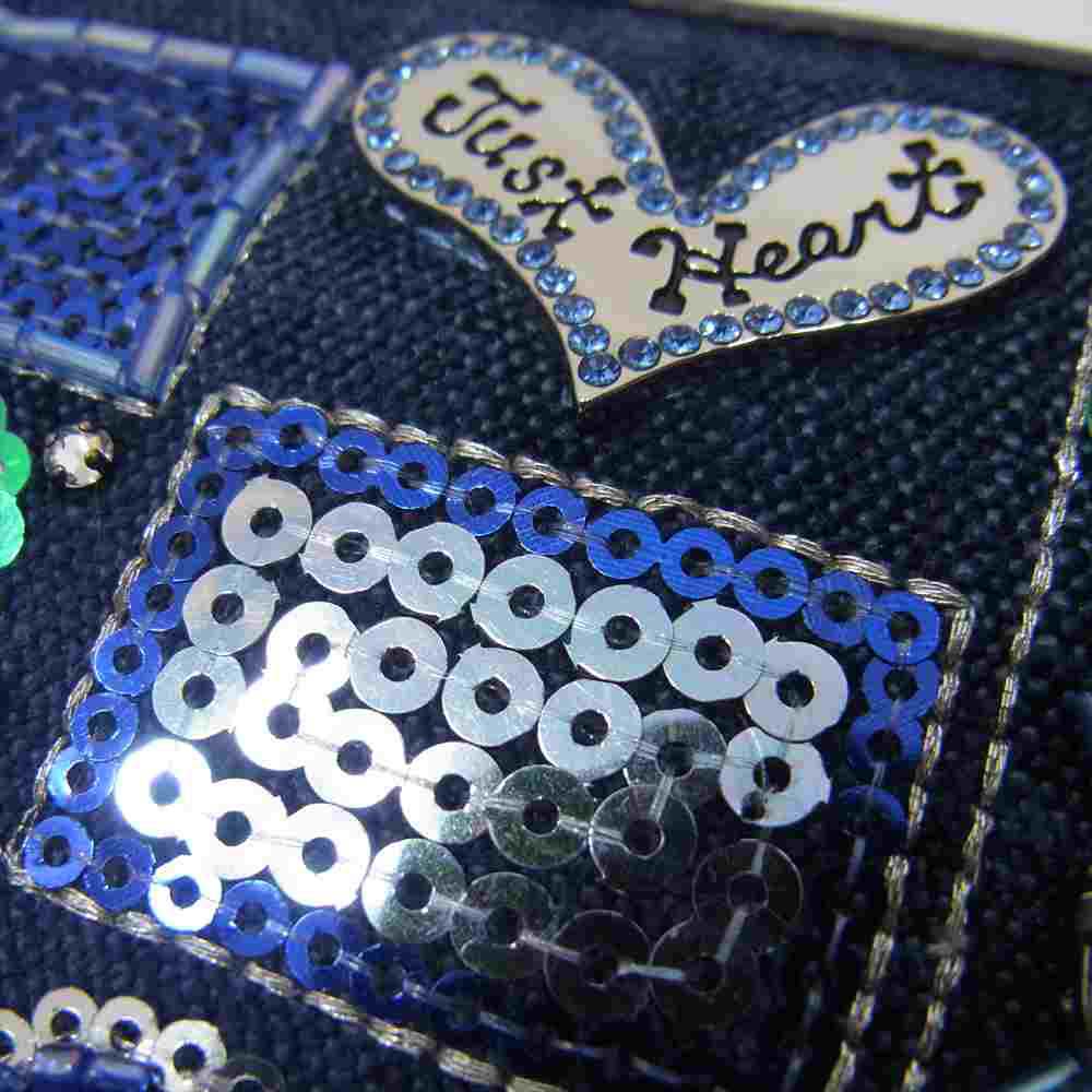 シンクビー ジャストハート ジュエルボックス 装飾 ウォレット 長財布 インディゴブルー系【中古】