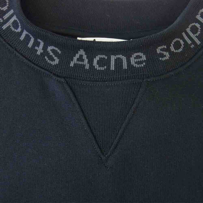 ACNE STUDIOS アクネストゥディオズ FLOGHO SWEAT SHIRTS リブ ロゴ スウェット トレーナー ブラック系 XL【中古】