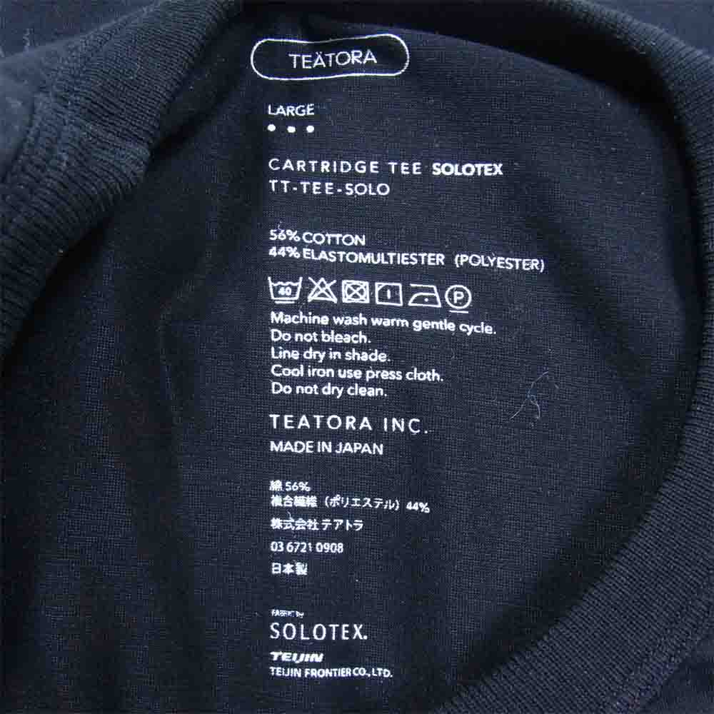 TEATORA テアトラ TT-TEE-SOLO CARTRIDGE TEE L/S Solotex 3 カートリッジ ソロテックス 半袖 Tシャツ カットソー ブラック系 L【美品】【中古】