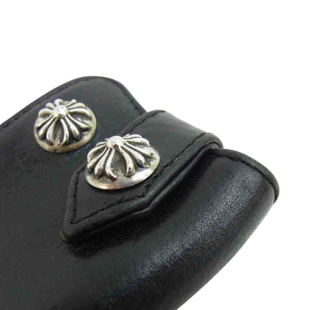 CHROME HEARTS クロムハーツ(原本無) クロスボール ボタン レザー キーケース ブラック系【中古】