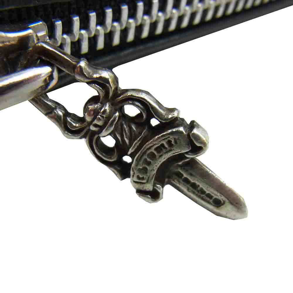 CHROME HEARTS クロムハーツ(原本無) REC F ZIP 3 セメタリークロス ラウンドジップ ウォレット ブラック系【中古】