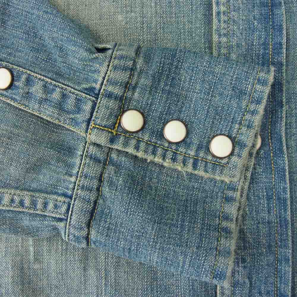 FULLCOUNT フルカウント 4894HW Denim Western Shirt Hand Wash 加工 デニム ウエスタン シャツ インディゴブルー系 38【中古】