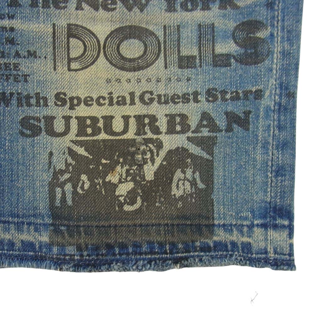HYSTERIC GLAMOUR ヒステリックグラマー NEWYORK DOLLS ダメージ加工 スタッズ デニム ミニ スカート インディゴブルー系 XS【中古】
