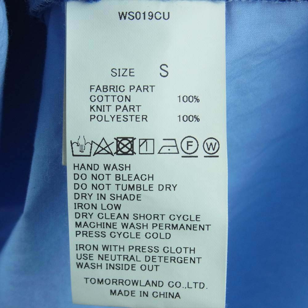 TOMORROWLAND トゥモローランド WS019CU ニット 切替 パッチワーク タイプライター 長袖 シャツ ライトブルー系 S【中古】