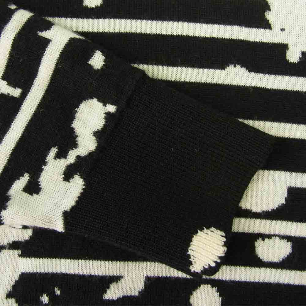 Dior ディオール 17SS 763M613ZT316 国内正規品 スプラッター ペイント クルーネック ボーダー ウール ニット セーター ブラック系 XS【中古】