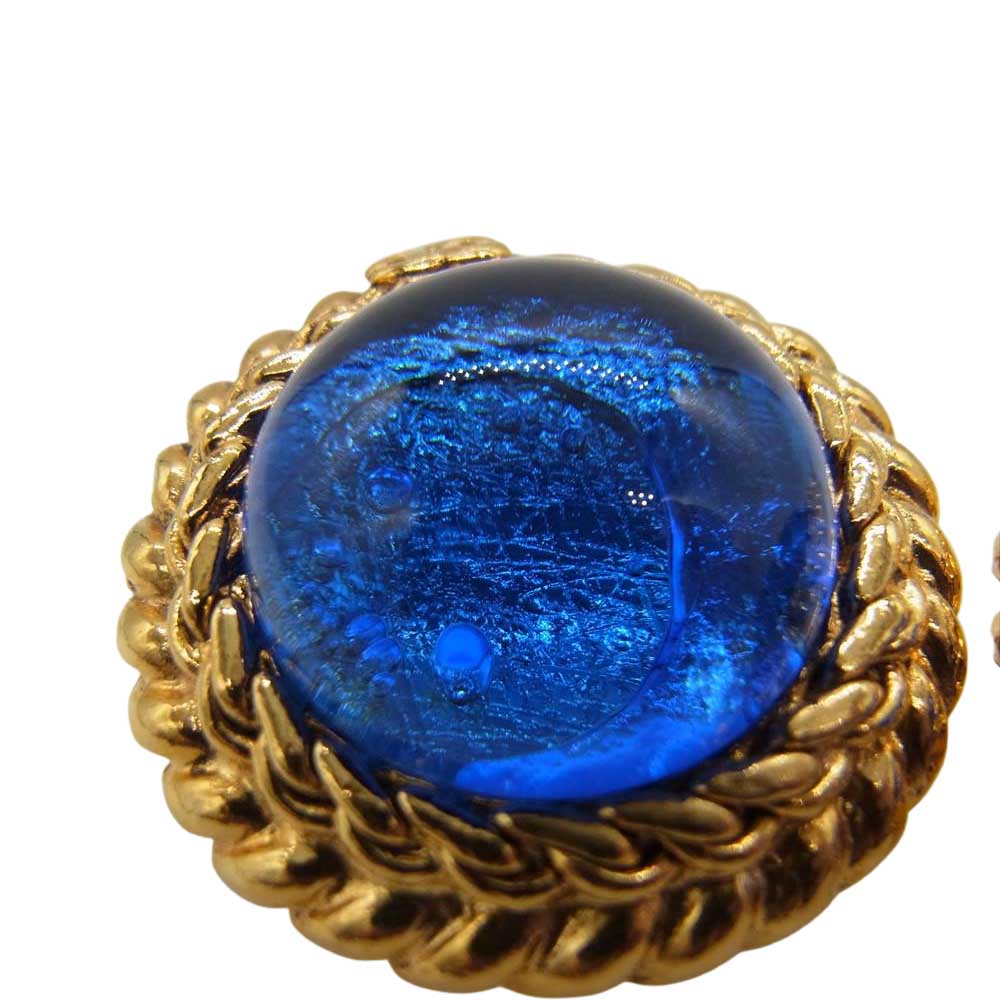 CHANEL シャネル GP ブルー カラーストーン イヤリング ゴールド系 ブルー系【中古】