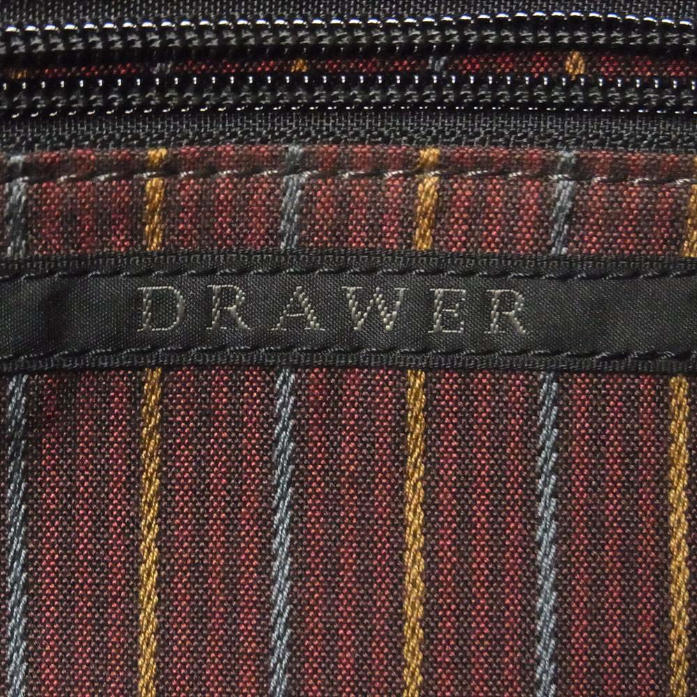 Drawer ドゥロワー スエード装飾 レザー ブリーフ ケース ビジネス バッグ ブラウン系【中古】