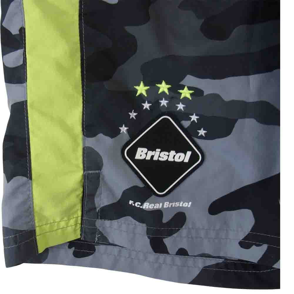 F.C.R.B. エフシーアールビー FCRB-170008 CAMOUFLAGE PRACTICE SHORT カモフラージュ プラクティス ショーツ ハーフ パンツ グレーカモ×蛍光イエロー グレー系 S【中古】