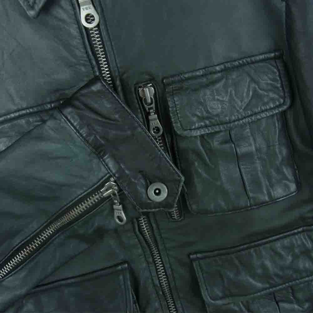 Acoustic アコースティック シープレザー シングル ライダース ジャケット ブラック系 S【中古】