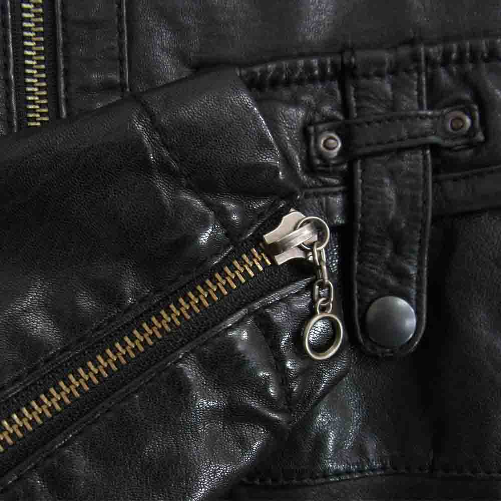 TETE HOMME テットオム シープレザー シングル ライダース ジャケット ブラック系 5【中古】