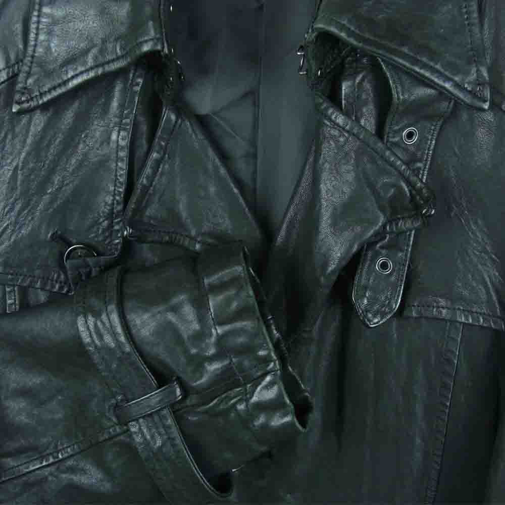 5351プールオム シープレザー シングル トレンチ コート 中国製 ブラック系 1【中古】