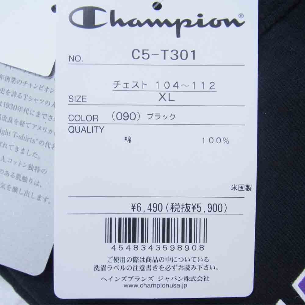 Champion チャンピオン C5-T301 プリント Tシャツ ブラック系 XL【新古品】【未使用】【中古】