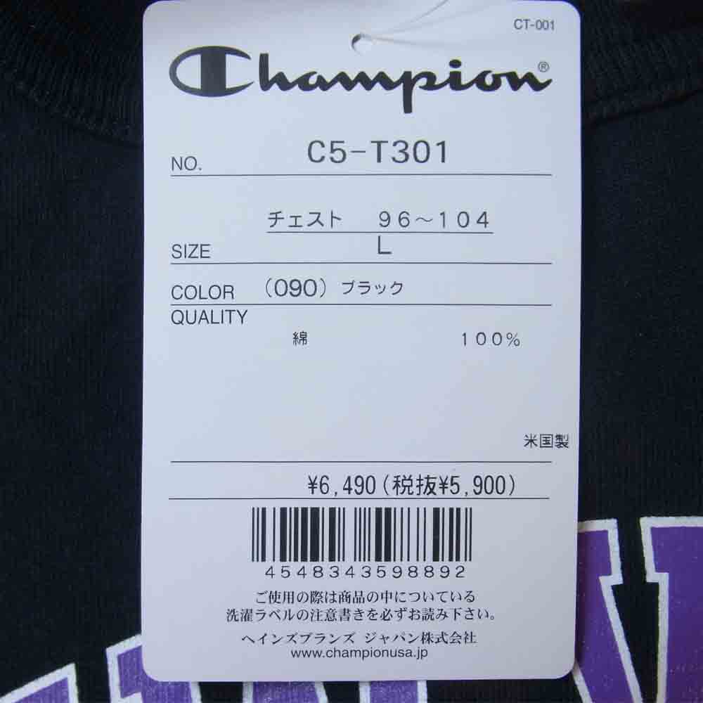 Champion チャンピオン C5-T301 プリント 半袖Tシャツ ブラック系 L【新古品】【未使用】【中古】