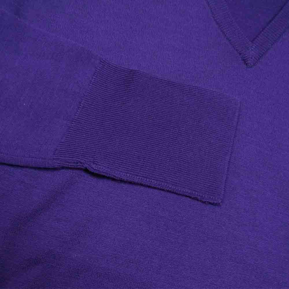 JOHN SMEDLEY ジョンスメドレー 英国製 メリノウール Vネック ニット セーター パープル系 XS【中古】