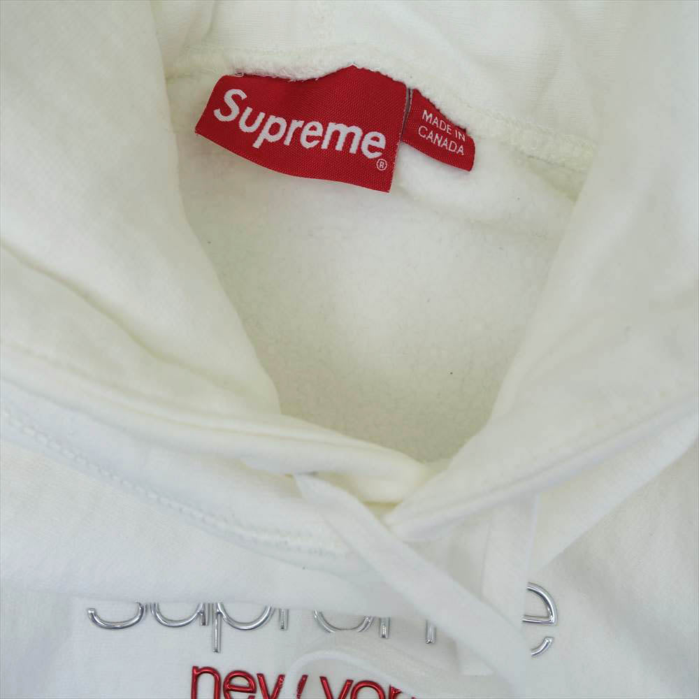 Supreme シュプリーム 16AW Chrome Classic Logo Hooded Sweat shirt クローム クラシック ロゴ パーカー ホワイト系 M【中古】