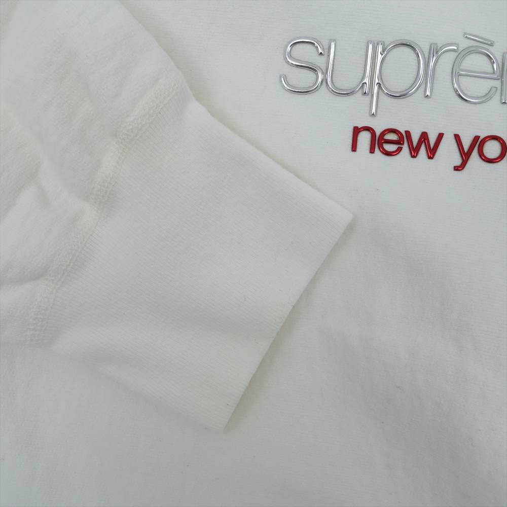 Supreme シュプリーム 16AW Chrome Classic Logo Hooded Sweat shirt クローム クラシック ロゴ パーカー ホワイト系 M【中古】