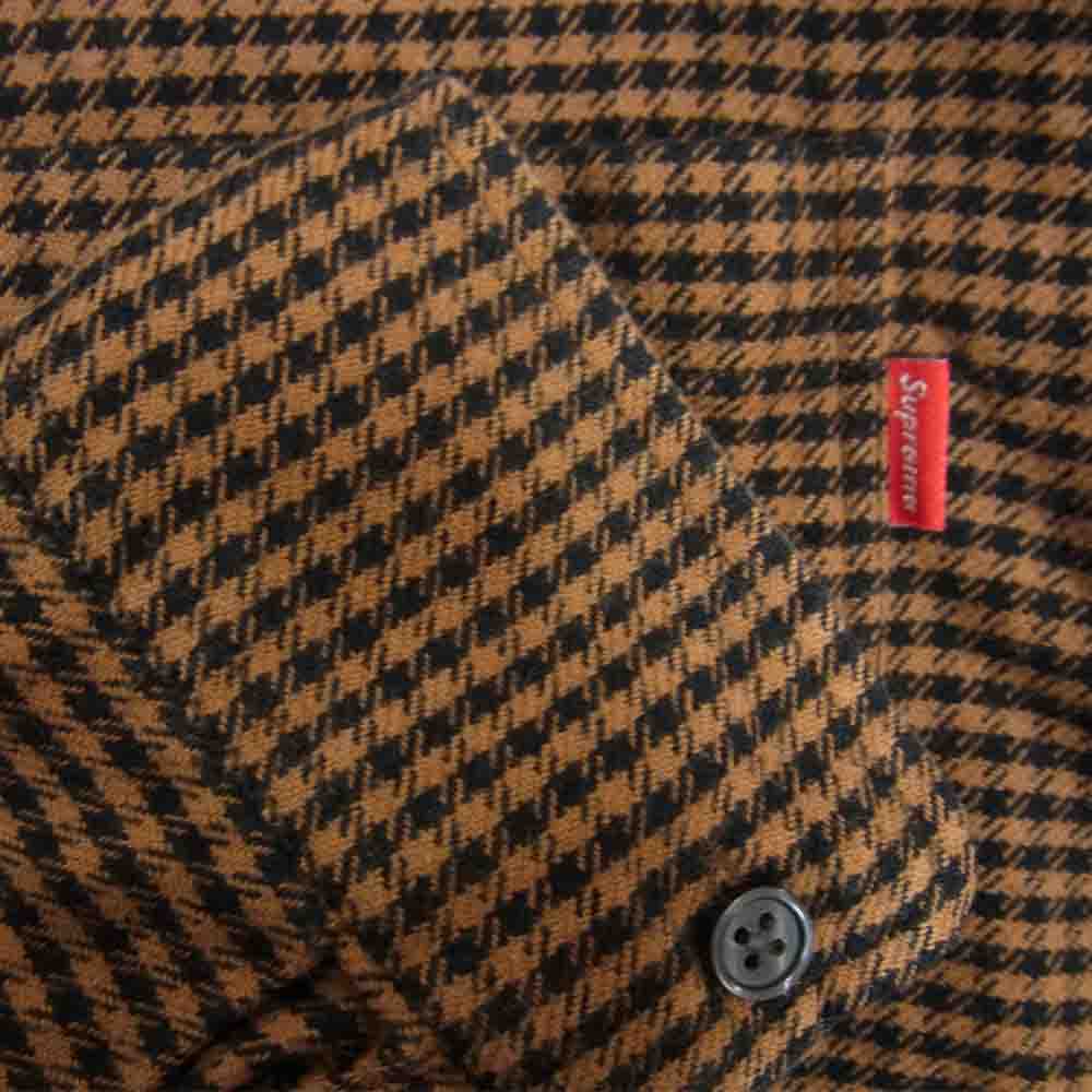 Supreme シュプリーム Houndstooth Flannel Shirt フランネル シャツ 茶 ブラウン系 S【中古】