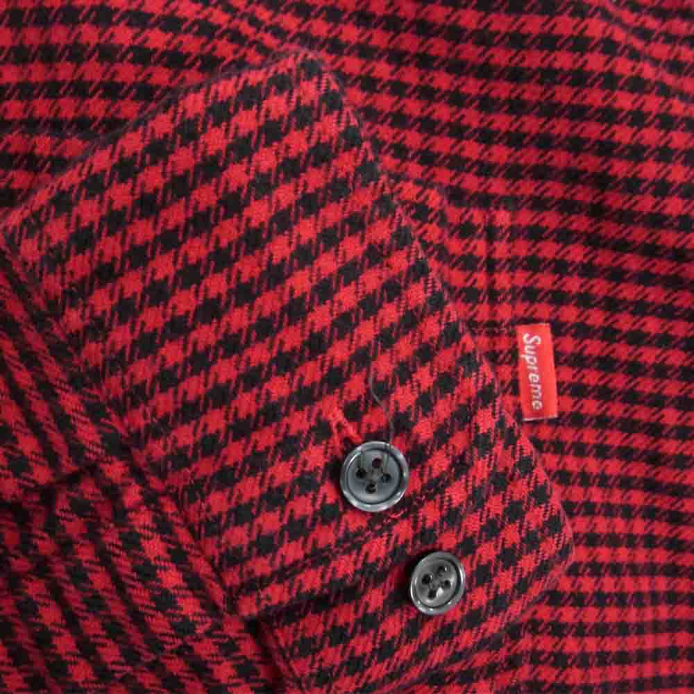 Supreme シュプリーム Houndstooth Flannel Shirt フランネル シャツ 赤 レッド系 S【中古】