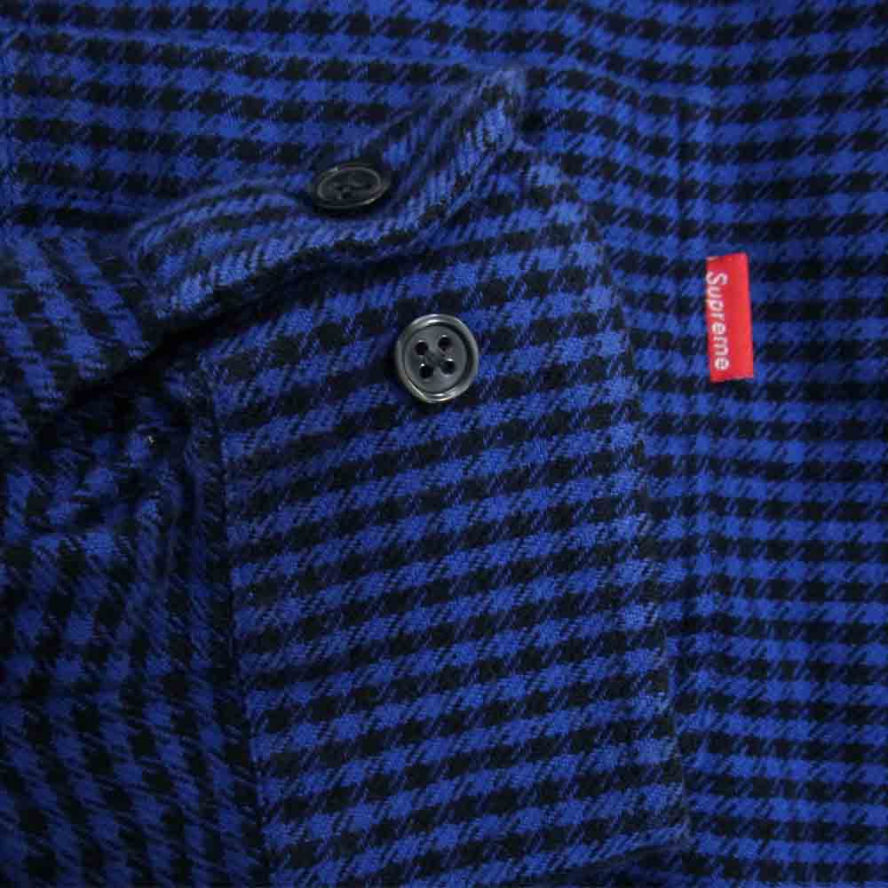 Supreme シュプリーム Houndstooth Flannel Shirt フランネル シャツ 青 ブルー系 S【中古】