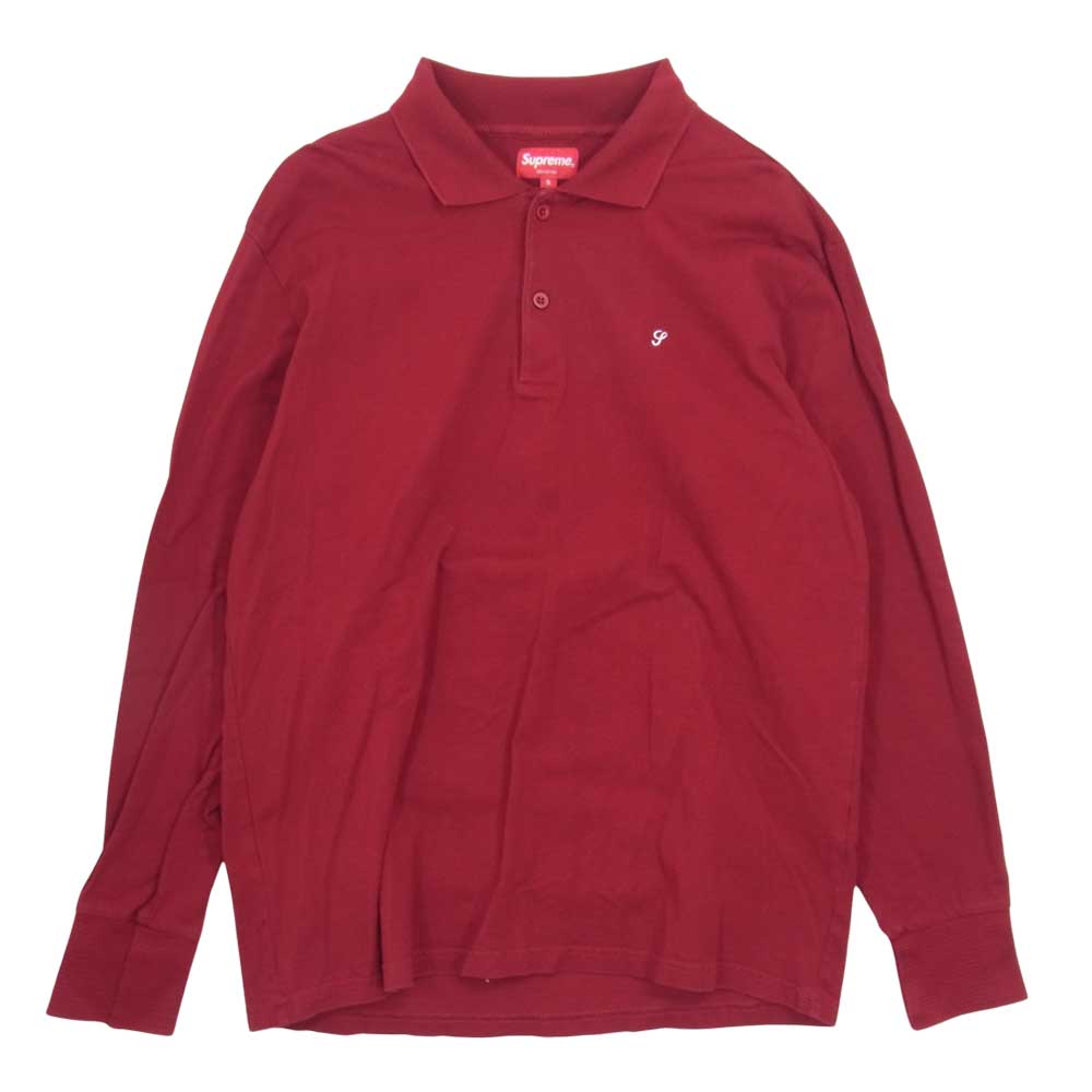 Supreme シュプリーム 14AW Solid L/S Polo ロングスリーブ ポロ シャツ レッド レッド系 S【中古】