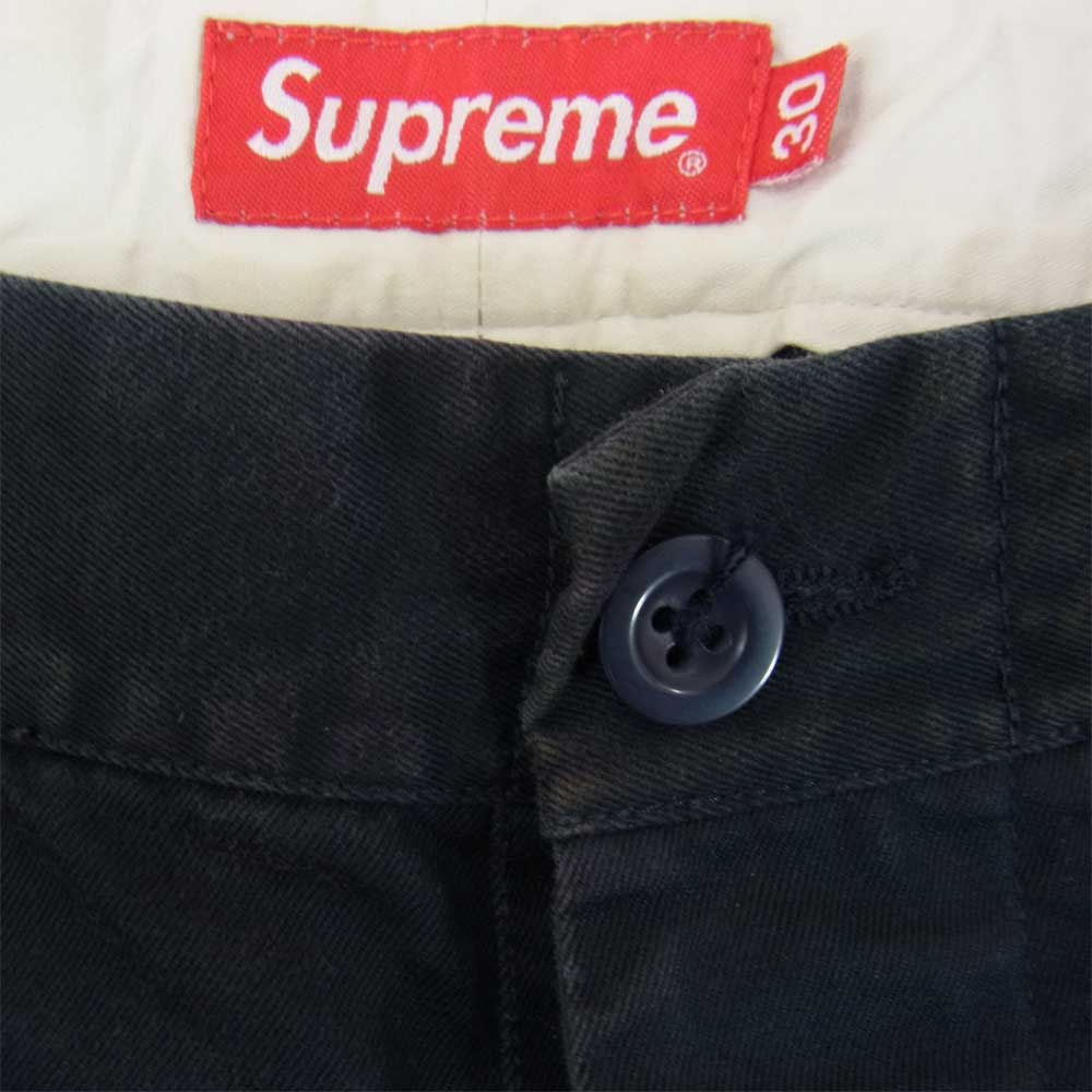 Supreme シュプリーム 14AW 刺繍 ワークパンツ チノパンツ ネイビー ネイビー系 30【中古】