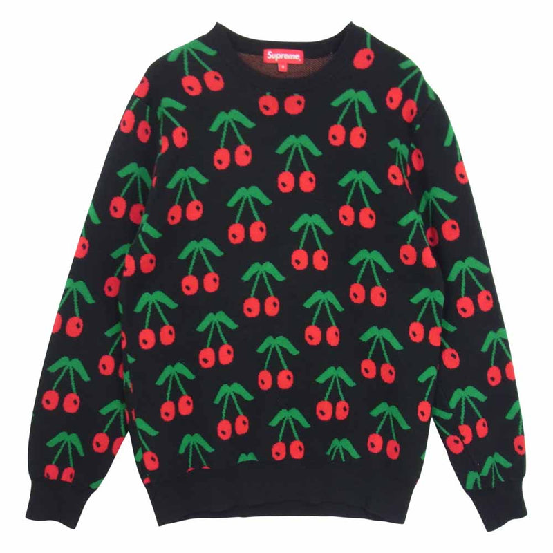 Supreme シュプリーム 14AW Cherries Sweater チェリー さくらんぼ セーター ブラック系 レッド系 S【中古】