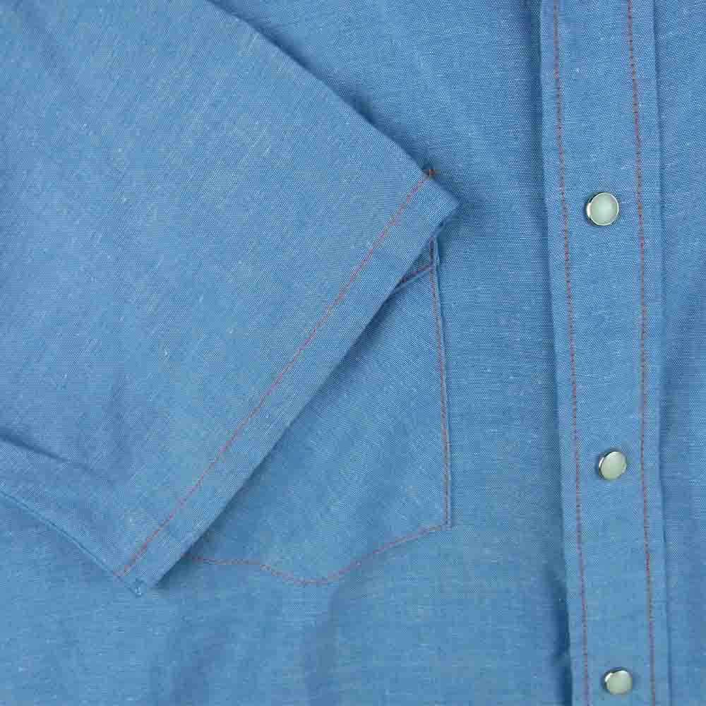 BIG MAC ビッグマック ヴィンテージ USA製 80s 半袖 ウエスタン シャツ インディゴブルー系 L【中古】