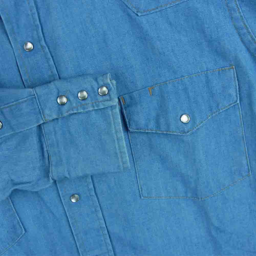 シアーズ ヴィンテージ 三角タグ シャンブルー ウエスタン 長袖 シャツ インディゴブルー系 L【中古】