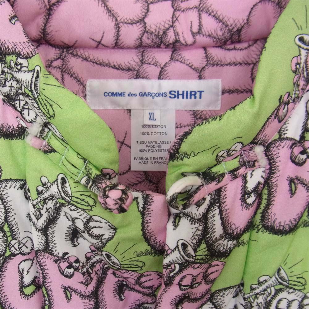 COMME des GARCONS コムデギャルソン SHIRT シャツ kaws カウズ 21AW FH-J007-W21-3 中綿 チャイナ ベスト ライトグリーン系 XL【新古品】【未使用】【中古】