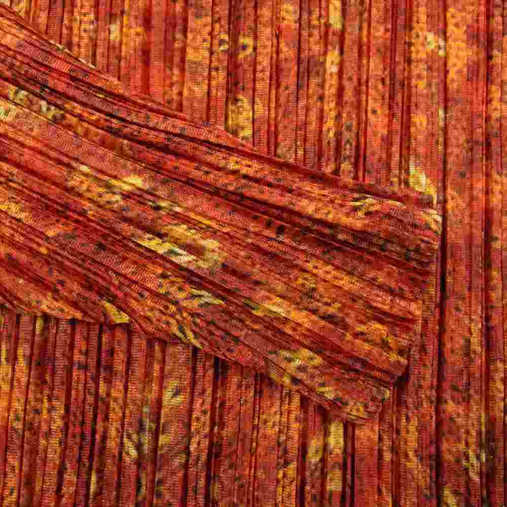 PLEATS PLEASE プリーツプリーズ イッセイミヤケ PP14-JK483 プリーツ加工 総柄転写 ハイネック カットソー レッド系 4【美品】【中古】