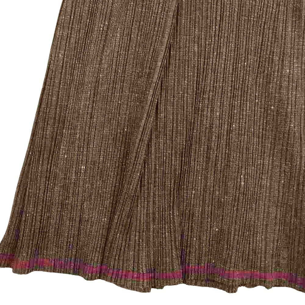 PLEATS PLEASE プリーツプリーズ イッセイミヤケ PP12-JG267 ネップツイード転写柄 プリーツ ロングスカート ブラウン系 4【美品】【中古】