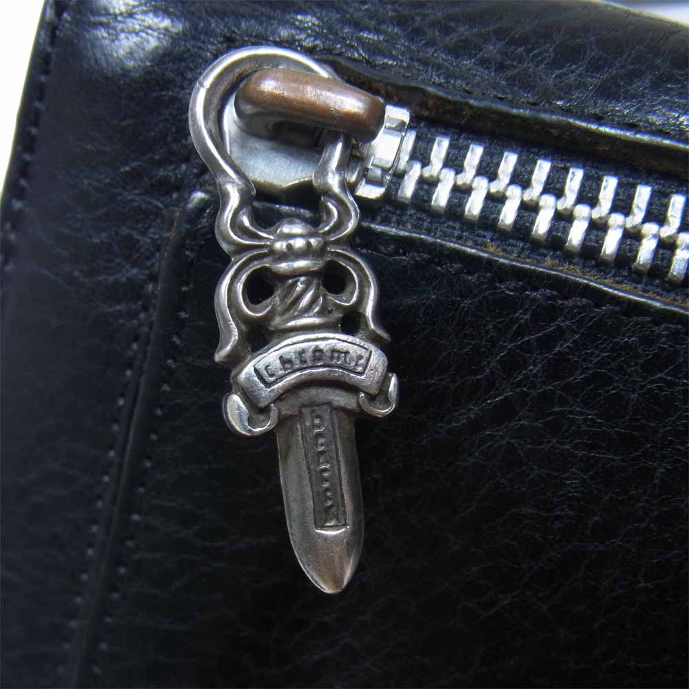 CHROME HEARTS クロムハーツ(原本無) WAVE WALLET クロスボール ボタン ウェーブ ウォレット ブラック系【中古】