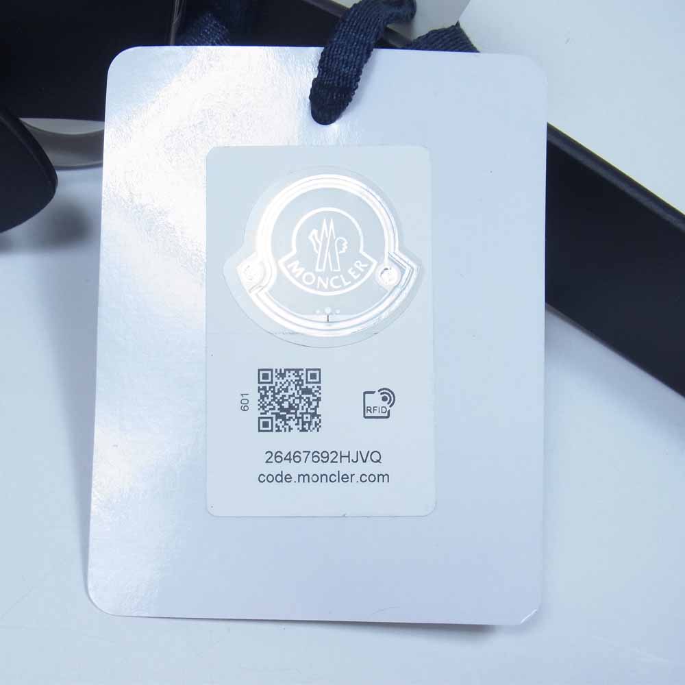 MONCLER モンクレール ロゴ バックル レザー ベルト ブラック系 44【新古品】【未使用】【中古】