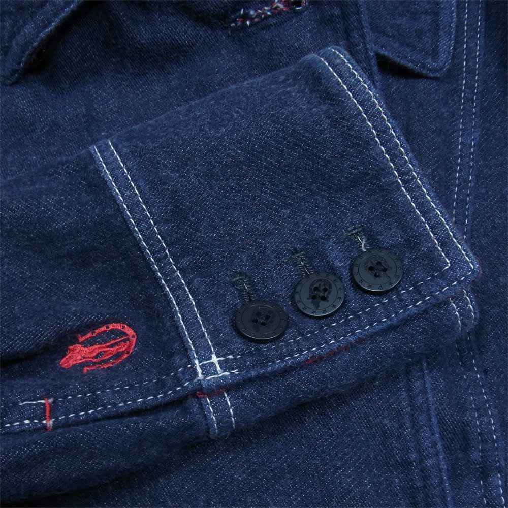 HYSTERIC GLAMOUR ヒステリックグラマー 0134AC10 ダブルボタン 裏地ボーダー ジャケット インディゴブルー系 FREE【中古】