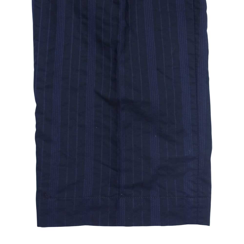 DRIES VAN NOTEN ドリスヴァンノッテン 国内正規品 サイドアジャスター 刺繍 シャドウ ストライプ センタープレス スラックス パンツ ネイビー系 46【中古】